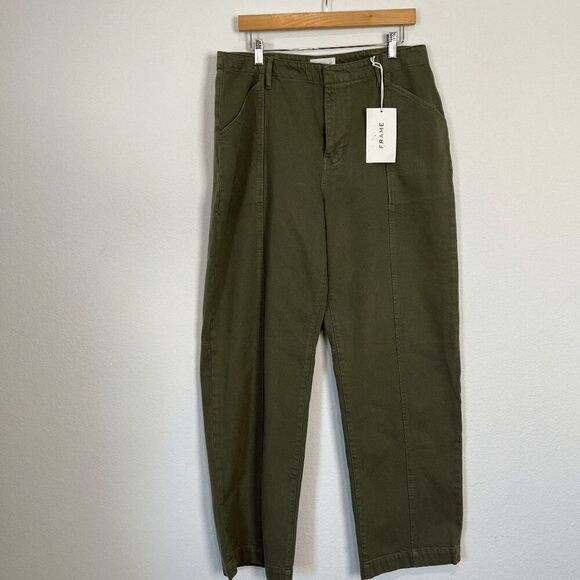 FRAME Denim Washed Military High Rise Relaxed Trouser Pants Women's Size 31 - Picture 2 of 7